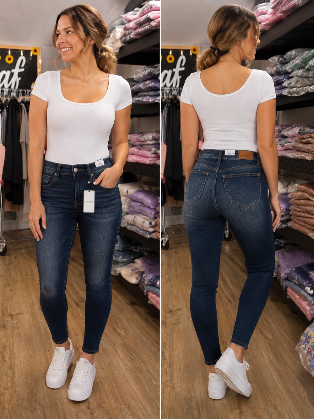 Judy Blue High-Rise Dark Wash Women's Skinny Jeans - Blue